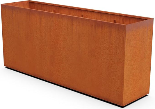 Corten Steel Planter Rectangle Outdoor Metal Garden Box Heavy Duty | Made in USA | Fully Assembled