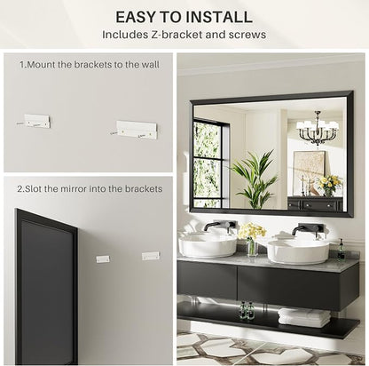 Briivue 60x40 Inch Black Bathroom Mirror - Image 8