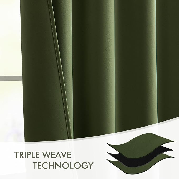 MIULEE Olive Green Back Tab Blackout Curtains 102 Inch Long 2 Panels Set - Image 7