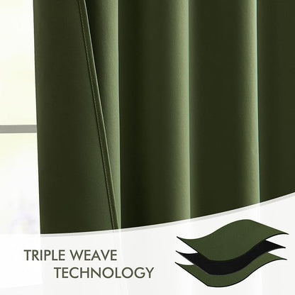 MIULEE Olive Green Back Tab Blackout Curtains 90 Inches Long 2 Panels Set - Image 7