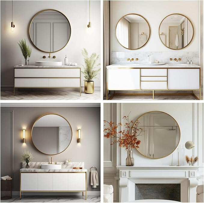 Sunniry Gold Circle Mirror, Round Mirror 22 inch, Circle Mirrors - Image 6
