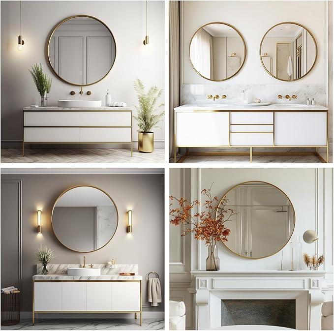 Sunniry Gold Round Mirror, Circle Mirror 26 inch, Round Mirrors - Image 7