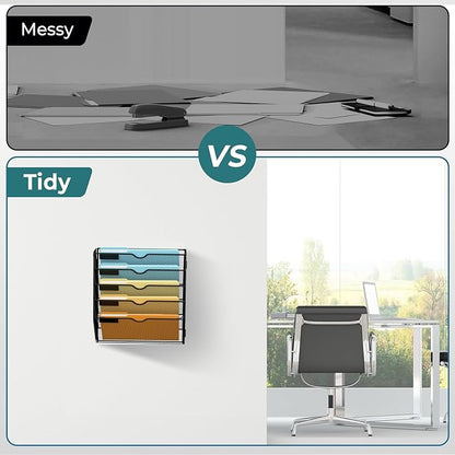 SUPEASY 5 Tier Wall File Organizer, Hanging Wall Mounted Mail Organizer - Image 6