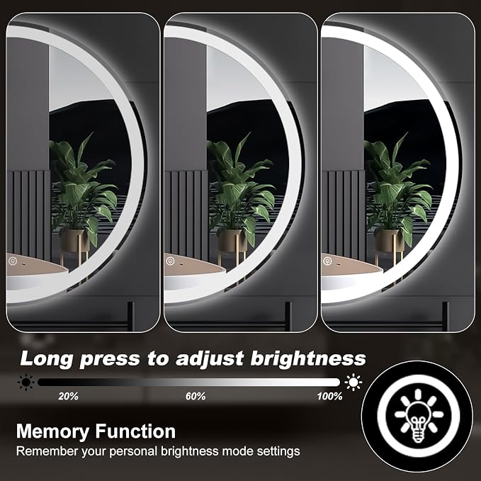 DUMOS 36 Inch Round LED Bathroom Mirror - Image 7