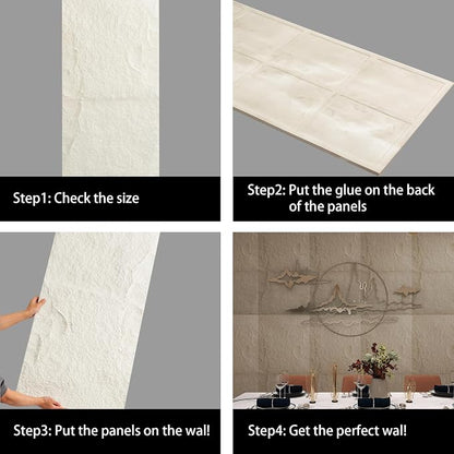 4-Pack 3D PU Stone Wall Panels for Interior Decor Faux Stone Accent Tiles - Image 4