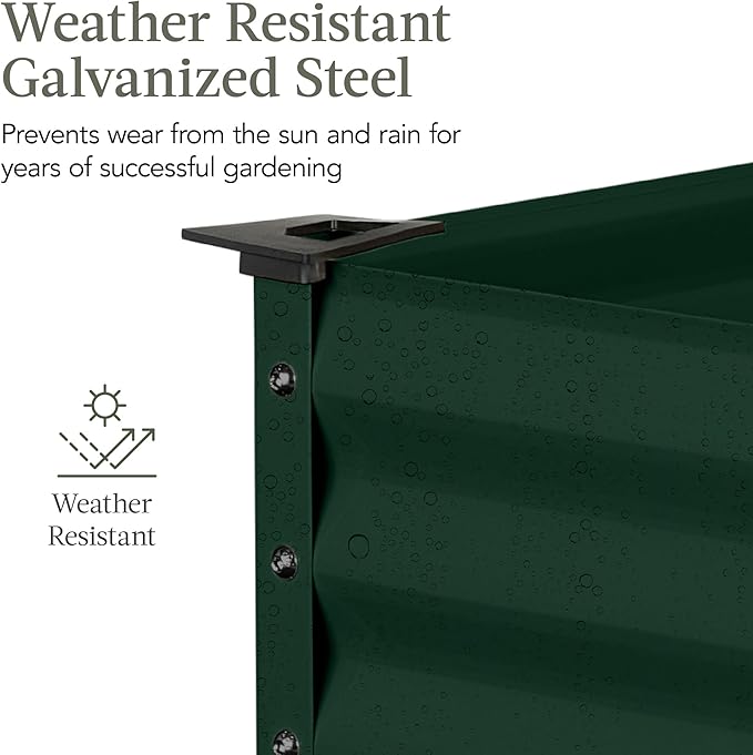 Best Choice Products 48x24x30in Galvanized Raised Garden Bed, Metal Elevated Planter Box, Vegetable Garden for Backyard, Patio, Balcony - Dark Green