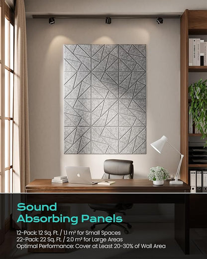 12-Pack Acoustic Panels, Peel & Stick Sound Proof Foam Panels - Image 4