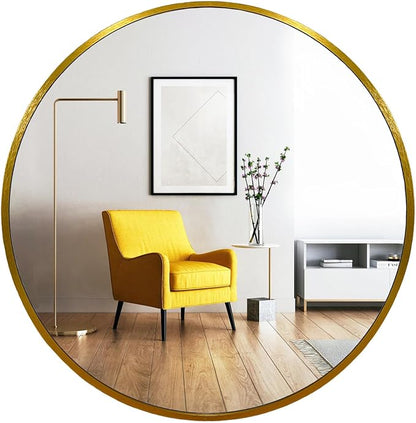 Oruii Gold Round Mirror, Circle Wall Mirrors Metal Frame, Brass Circular Mirrors by OruiiMirror