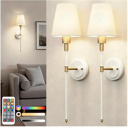 DORESshop Battery Operated Wall Sconce Set of 2, Wireless Wall Light Easy to by DORESshop