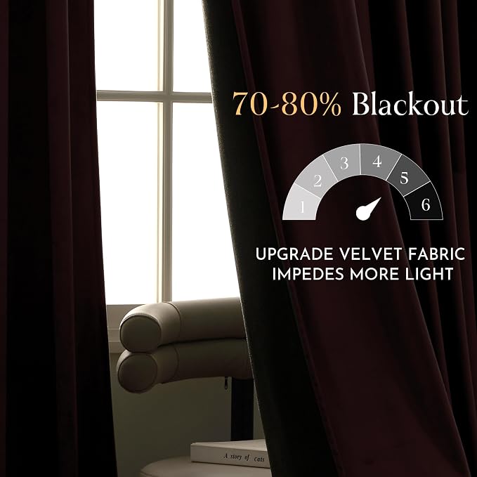 NICETOWN Dusty Rose Pink Velvet Curtains 84 inches Long- Blackout Curtains - Image 4