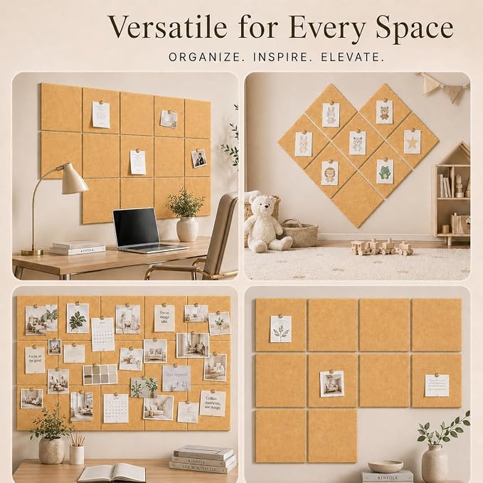 Large Cork Boards for Walls – 36" x 24" Self Adhesive Felt Wall Tiles - Image 6