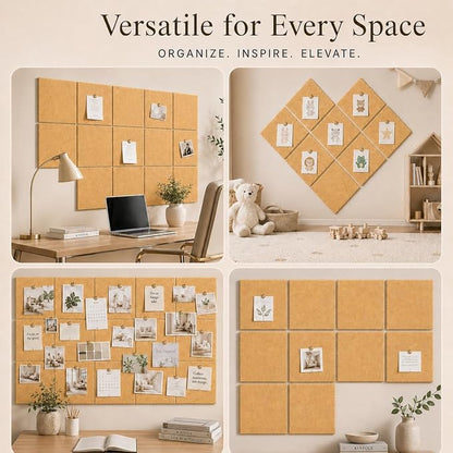 Large Cork Boards for Walls – 48" x 36" Self Adhesive Felt Wall Tiles - Image 5
