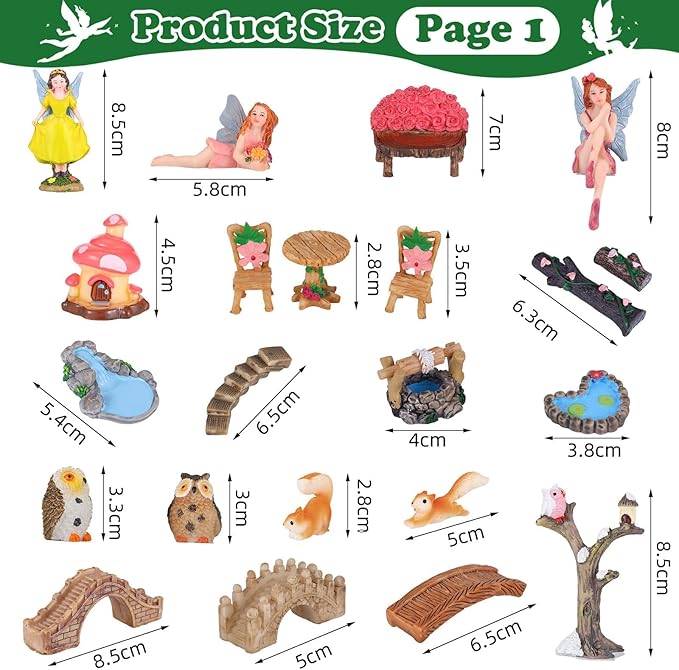 109 Pcs Fairy Garden Accessories Fairy Garden Kit Miniature Fairy Figurines Accessories Fairy Animals Decor Outdoor for DIY Garden Dollhouse