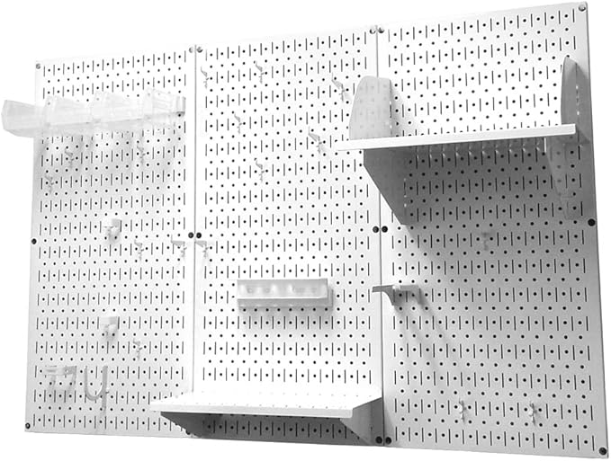 Wall Control Pegboard Organizer 4 ft. Metal Pegboard Standard Tool Storage Kit with White Toolboard and White Accessories