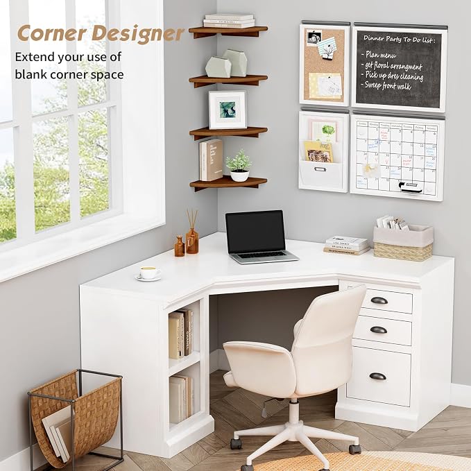 Forbena Walnut Brown Floating Corner Shelves - Image 4