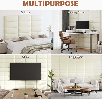 IFNOW Wall Mounted Upholstered Headboard Queen, 3D Peel and Stick Soundproof - Image 7