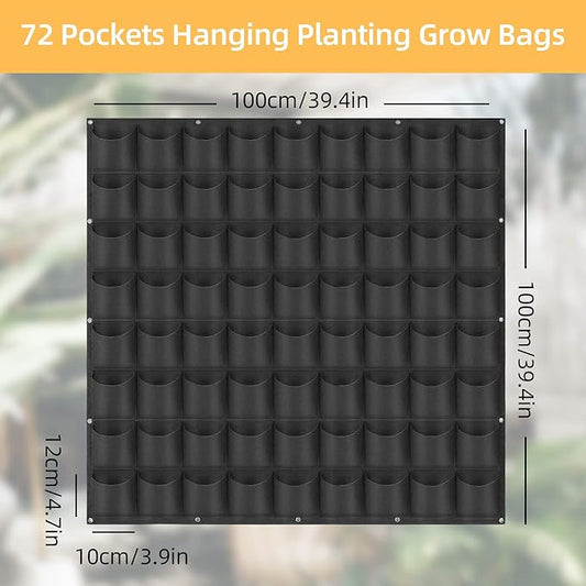 Hanging Planting Grow Bags, 72 Pockets Hanging Vertical Wall Planter Wall - Image 2