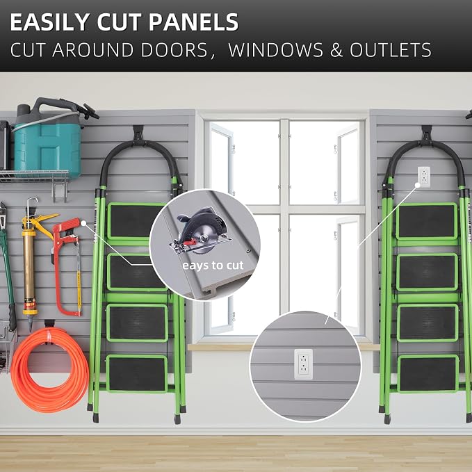 Slatwall Panel Garage Organizer Heavy Duty Wall Mounted, PVC Slat Panels Home - Image 5
