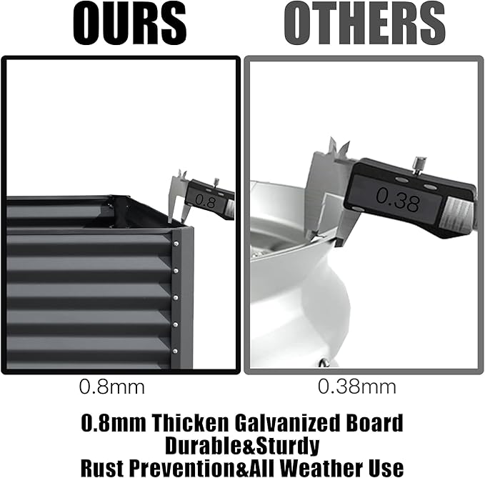 Domi Galvanized Raised Garden Bed, Outdoor Planter Garden Boxes Large Metal Planter Box for Gardening Vegetables Fruits Flowers, Dark Grey(6x3x1ft)