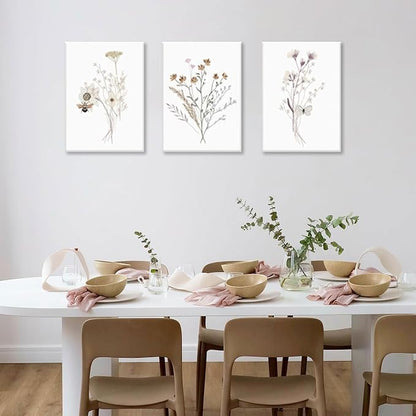 Bwodke Framed Wildflower Wall Art Butterfly Bee Botanical Floral Poster Canvas - Image 2