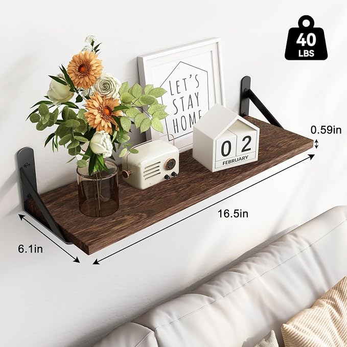 Fixwal Floating Shelves for Wall, Wood Wall Mounted Shelves for Bedroom - Image 3