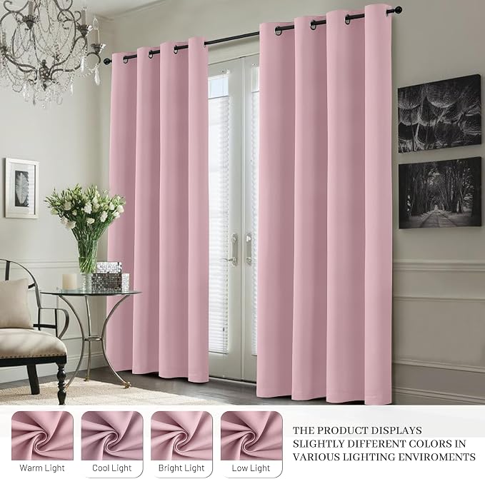 Yakamok 100% Blackout Curtain Panels 84 inches Cold and Light Blocking Drapes - Image 5