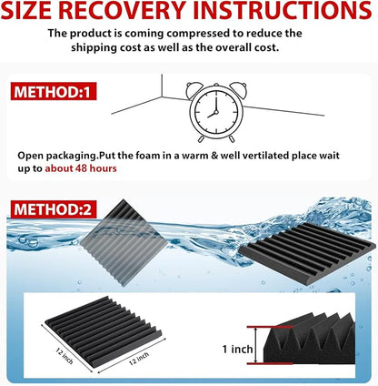 FONESO 52 Pack 1"×12"×12" Wedge Acoustic Foam Panels, High Density Soundproof - Image 7