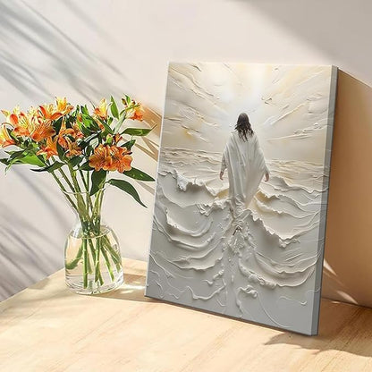 Abstract Jesus Walking on Water Canvas Wall Art Christian Spiritual Wall Decor - Image 5