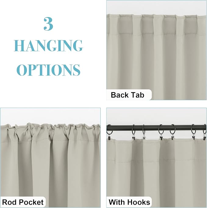 RYB HOME Small Window Curtains Blackout, Privacy Thermal Insulating Drapes - Image 2