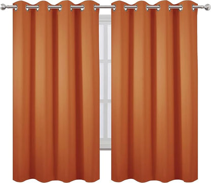 LEMOMO Orange Blackout Curtains 66 x 63 Inch Length/Set of 2 Curtain - Image 2