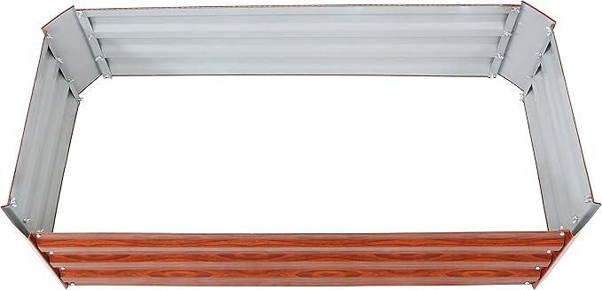 Sunnydaze 11.75" H Raised Metal Garden Bed - Galvanized Raised Garden Bed Outdoor for Vegetables and Flowers - Woodgrain - 4' x 2' Rectangle