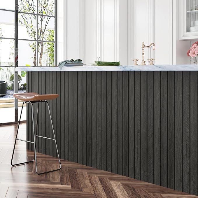 Self Adhesive Wood Slat Wall Paneling Grey/Black 3D Wood Panels - Image 4