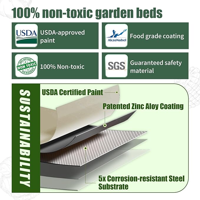 Round Raised Garden Bed Kit, 3.5x3.5x1.4Ft Outdoor Zinc-Aluminum-Magnesium Metal Flower Beds Stainless Steel Patio Ground Planter for Planting Vegetables (Ivory)