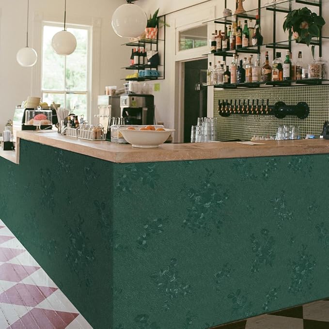 Dark Green Wallpaper Embossed Floral Peel and Stick Wallpaper 393inL78.7inW - Image 8