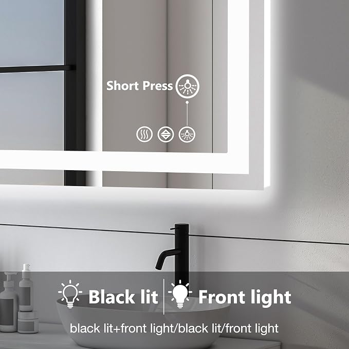 DUMOS 36.1"x48.1" LED Bathroom Mirror, Smart Anti-Fog Bathroom Vanity Mirror - Image 5