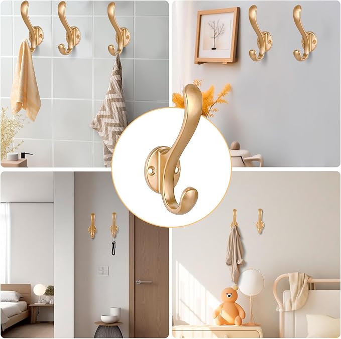 10 Pack Coat Hooks Wall Mount Heavy Duty Utility Retro Double Hooks - Image 5