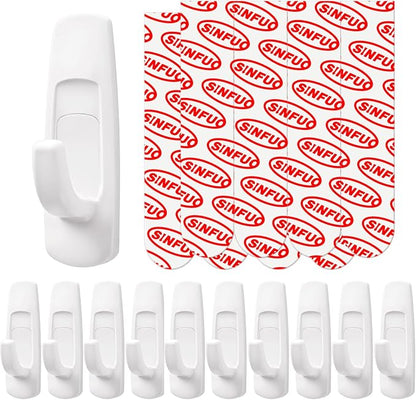 Utility Wall Hooks for Hanging Large 10 Hooks, Damage Free Hanging Wall Hooks by Sinfuo