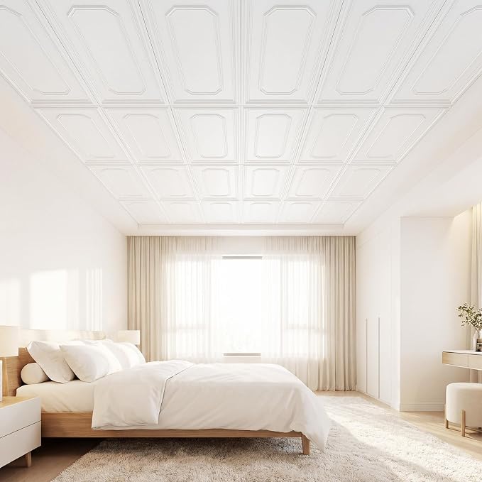 Giantex 12 Pack PVC Wall Panels, Glue Up or Drop Ceiling Panel, Waterproof 3D - Image 8