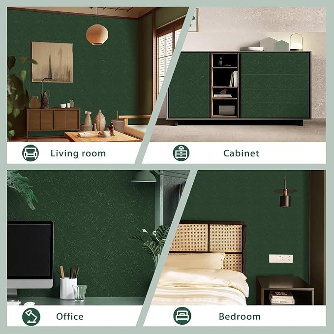 Abyssaly Dark Green Peel and Stick Wallpaper Removable Silk Texture Contact - Image 6