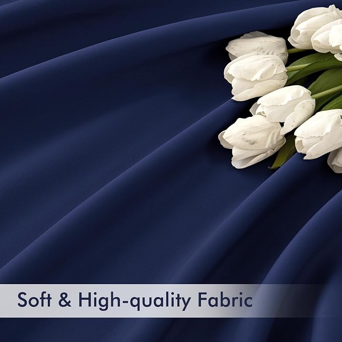 MIULEE Navy Blue Back Tab Blackout Curtains 108 Inch Long 2 Panels Set - Image 6