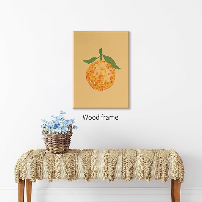 Retro Funky Orange Canvas Wall Art Fashion Disco Ball Aesthetic Posters 12X16 - Image 4