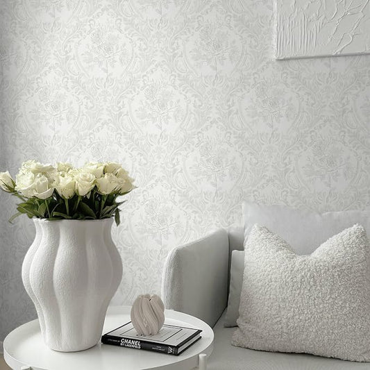 Ismoon Floral Peel and Stick Wallpaper Grey Contact Paper Boho Watercolor - Image 2