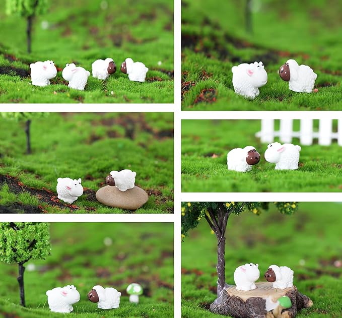 150 Pcs Mini Sheep Figurines Mini Resin Sheep Mini Garden Sheep for Dollhouse Bonsai Micro Landscape Fairy Home Garden Decor DIY Craft