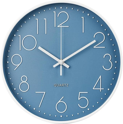 Wall Clock 10 Inch Non-Ticking Silent Modern Simple Style Round Decor Clock by BAKBRAND