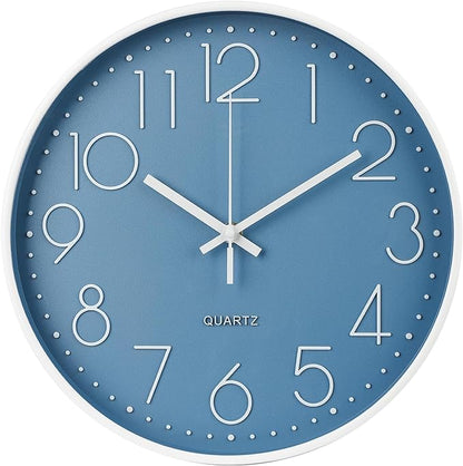Wall Clock Non-Ticking Silent Modern Simple Style Round Decor Clock by BAKBRAND