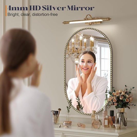 Gold Oval Mirror for Bathroom, Champagne Bronze Vintage Vanity Mirrors for - Image 2