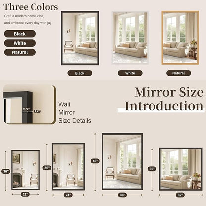 Syndra Black Wood Frame Bathroom Mirror, Waterproof Slim Deep Frame, - Image 7