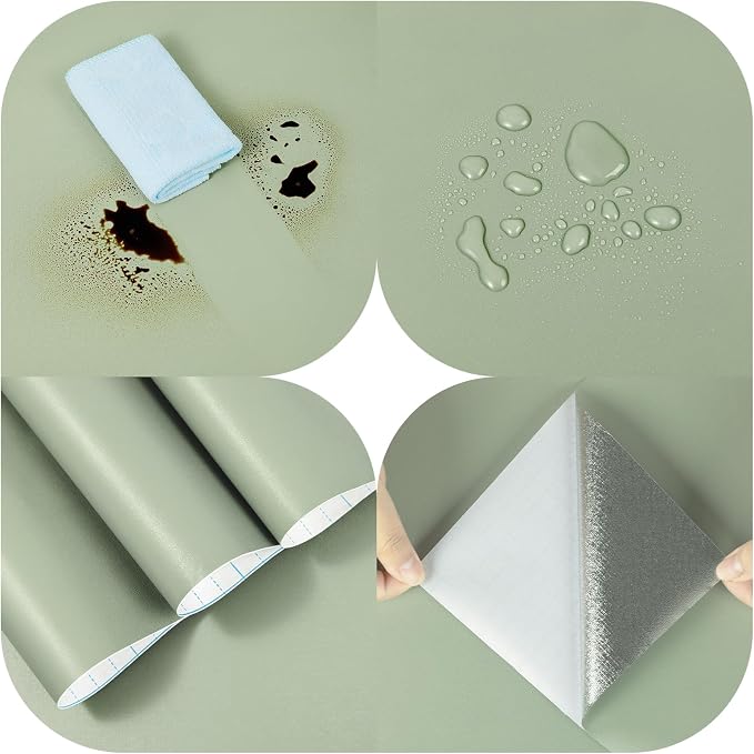 practicalWs Sage Green Wallpaper Stick and Peel Green Contact Paper 17.7'' x - Image 7