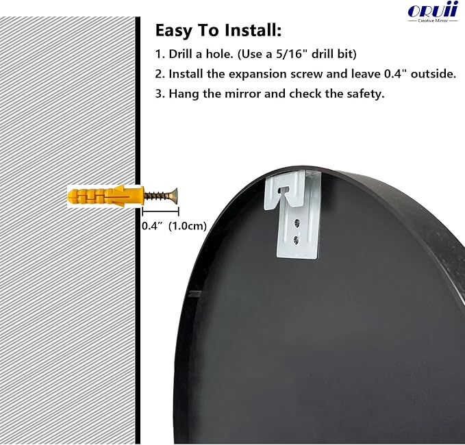 Oruii Round Mirror, Circle Wall Mirrors Metal Frame, Living Room - Image 7