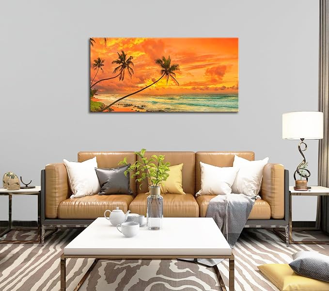 Beach Sunset Wall Art, Large Canvas Painting - Image 6